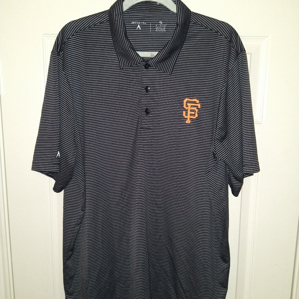 Antigua San Francisco Giants MLB Striped Short Sleeve Polo Shirt Men's sz XL.